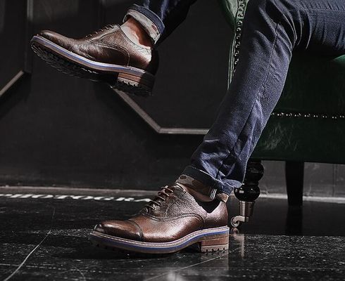 کفش لباس مردانه با لباس چرم پارچه ای کفش های زیبا Goodyear کفش های گلد با دو کف انگشت